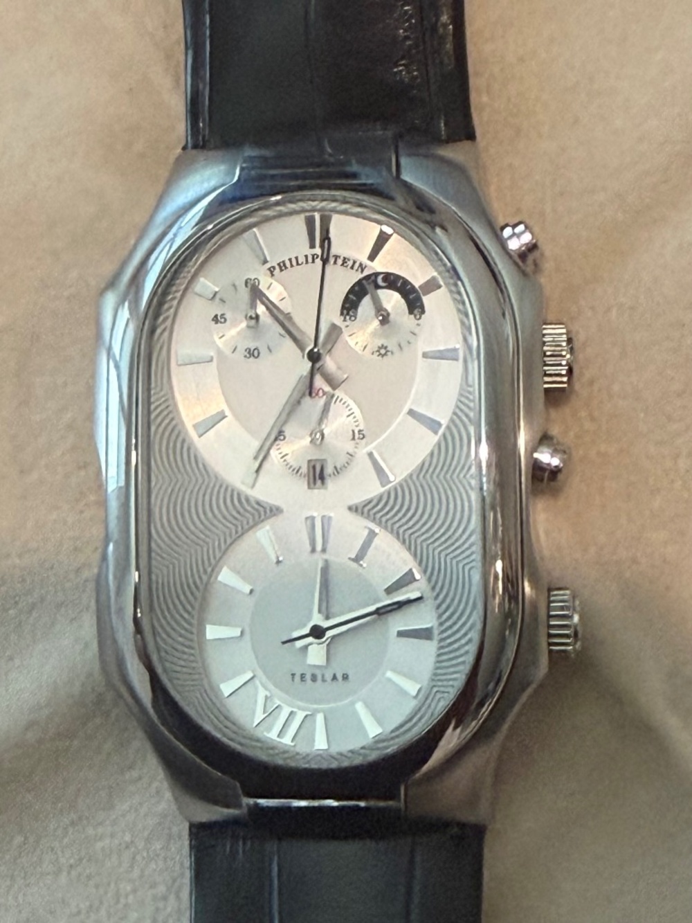 2 Philip Stein chronograph gmt dual dial watches
